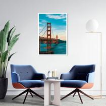 Quadro Ponte Golden Gate Bridge 43x30 Caixa Branco Moldura Caixa, Branca