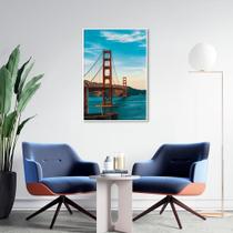 Quadro Ponte Golden Gate Bridge 43x30 Filete Branco Moldura Filete, Branca