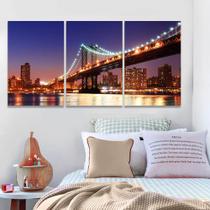 Quadro Ponte Manhattan Nova York 120x60 Mosaico para Sala Quadro Ponte Manhattan Nova York 120x60 Mosaico para Sala