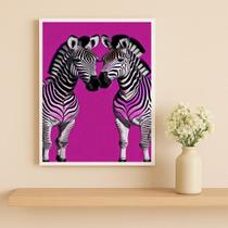 Quadro Pop Art - Zebras Roxas 45X34Cm Mold Branca