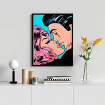 Quadro Pop Arte Casal 33x24cm - Moldura Madeira Preta