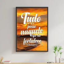 Quadro Por Do Sol Tudo Posso 60x40cm