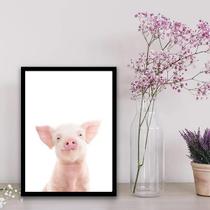 Quadro Porquinho Baby Sorrindo 33X24Cm - Com Vidro