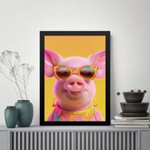 Quadro Porquinho Humano - Óculos 45x34cm - com vidro Quadro Porquinho Humano - Óculos 45x34cm - com vidro
