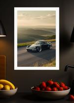 Quadro Porsche 911 Carrera com Vidro e Moldura Branca Tam:A4 Quadro Porsche 911 Carrera com Vidro e Moldura Branca Tam:A4
