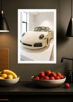 Quadro Porsche 911 Creme com Vidro e Moldura Branca Tamanho:21cm x 30cm (A4) Quadro Porsche 911 Creme com Vidro e Moldura Branca Tamanho:21cm x 30cm (A4)