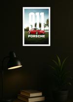 Quadro Porsche 911 Vermelho Com Vidro e Moldura Branca Tamanho:21cm x 30cm (A4) Quadro Porsche 911 Vermelho Com Vidro e Moldura Branca Tamanho:21cm x 30cm (A4)