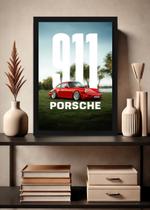 Quadro Porsche 911 Vermelho Com Vidro e Moldura Preta Tamanho:21cm x 30cm (A4) Quadro Porsche 911 Vermelho Com Vidro e Moldura Preta Tamanho:21cm x 30cm (A4)