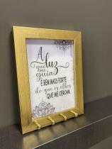 Quadro Porta-chave Sal Grosso Frase Inspiradora Fé Proteção 15x20 Branco