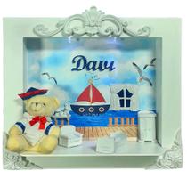Quadro Porta Maternidade Cenário Led e nome - Urso marinheiro Quadro Porta Maternidade Cenário Led e nome - Urso marinheiro