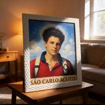 Quadro Porta Retrato São Carlo Acútis Católico Decorativo Coleção Fé Viva Quadro Porta Retrato São Carlo Acútis Católico Decorativo Coleção Fé Viva