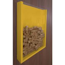 Quadro Porta Rolhas de Vinho Champanhe Tampinhas Decorativo - Amarelo Laca - Formalivre