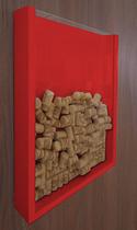 Quadro Porta Rolhas de Vinho Champanhe Tampinhas Decorativo de Parede - Vermelho Laca