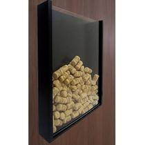 Quadro Porta Rolhas De Vinho Champanhe Tampinhas Decorativo Preto Laca