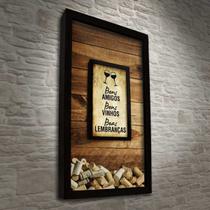 Quadro Porta Rolhas Duplo Bons Amigos - Quadro Novo