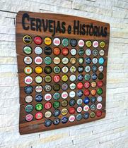 Quadro Porta Tampas Tampinhas Mdf Decoração - Rustic - 80 - Cervejas e Histórias