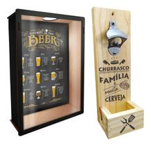 Quadro Porta Tampinhas Com Abridor De Garrafa De Parede