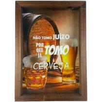 Quadro Porta Tampinhas Em Madeira Decorativa Cerveja E Juízo