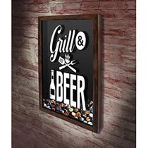 Quadro Porta Tampinhas Grill & Beer - Quadro Novo