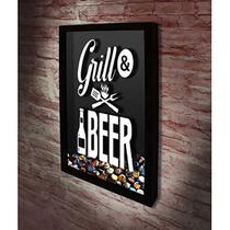 Quadro Porta Tampinhas Grill & Beer - Quadro Novo Quadro Porta Tampinhas Grill & Beer - Quadro Novo