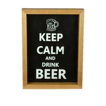 Quadro Porta Tampinhas "Keep calm and drink beer" Woodart SALDÃO.