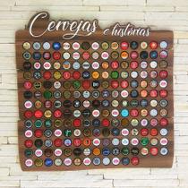 Quadro Porta Tampinhas - Linha Rustic -180 Tampas Cerveja - Decoração