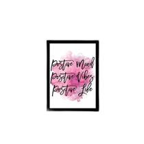 Quadro Positive Mind, Vibes And Life 45X34Cm Com Vidro Preta