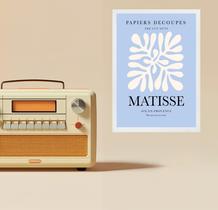 Quadro Poster Arte Matisse Azul e Branco 45x34cm - com vidro