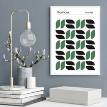 Quadro Poster Bauhaus Verde Grãos Minimalistas 45X34Cm Vidro