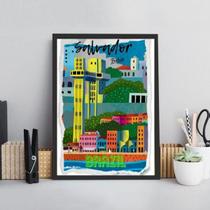 Quadro Poster Cidade De Salvador 45X34Cm - Com Vidro