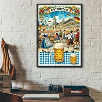Quadro Poster Festa Oktoberfest - Cerveja 33x24cm - com vidro