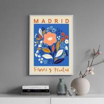Quadro Poster Flores E Plantas - Madrid 45X34Cm - Com Vidro