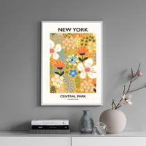 Quadro Poster Flower Market - New York 24x18cm - com vidro