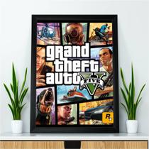 Quadro Poster Grand Theft Auto V Moldura e Vidro 30x40cm - LAYKE - Decoração Criativa