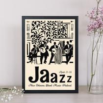 Quadro Poster Jazz Preto e Bege 24x18cm - com vidro