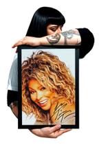 Quadro Poster Moldurado Homenagem Tina Turner Com Assinatura