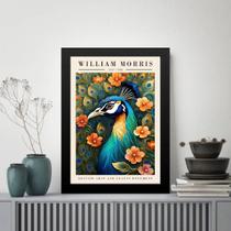 Quadro Poster Pavão - William Morris 33x24cm - com vidro