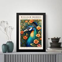 Quadro Poster Pavão - William Morris 33X24Cm - Com Vidro