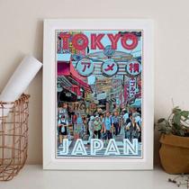 Quadro Poster Tokyo - Japão 45X34Cm - Com Vidro