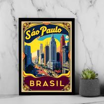 Quadro Poster Vintage Cidade De São Paulo 24x18cm - com vidro Quadro Poster Vintage Cidade De São Paulo 24x18cm - com vidro