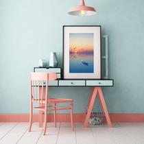 Quadro Praia Canoa Por do Sol - 60x48cm Quadro Praia Canoa Por do Sol - 60x48cm