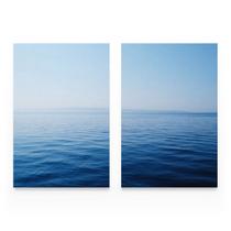 Quadro Praia Mar Azul Paisagem Oceano Mosaico Decorativo Moderno 2 Telas Sala - Bimper