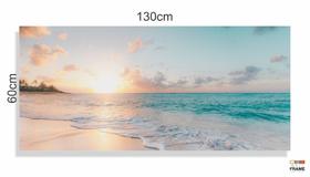 Quadro Praia Mar Paisagem Do Entardecer Sala Recepção em Tecido Canvas 130x60