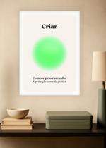 Quadro Prática/Evolução/Criar com Vidro e Moldura Branca Tamanho:21cm x 30cm (A4)