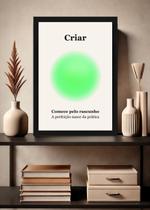 Quadro Prática/Evolução/Criar com Vidro e Moldura Preta Tamanho:21cm x 30cm (A4)