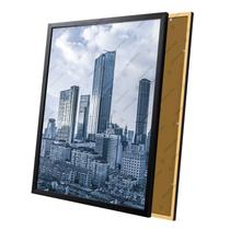 Quadro Prédios Arquitetura Tons Azul Moldura e Vidro