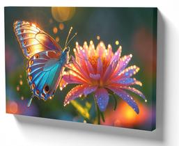 Quadro Premium tela 50x70 BORBOLETA E FLOR
