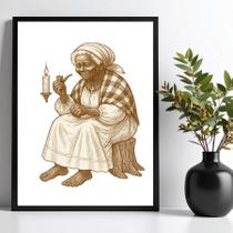 Quadro Preta Velha Maria Redonda 33x24cm - com vidro Quadro Preta Velha Maria Redonda 33x24cm - com vidro