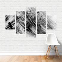 Quadro Preto Branco Arte Abstrata Dark Rabiscos Tela Canvas