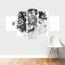 Quadro Preto Branco Mulher Arte Cachos Plantas Flores Canvas Quadro Preto Branco Mulher Arte Cachos Plantas Flores Canvas